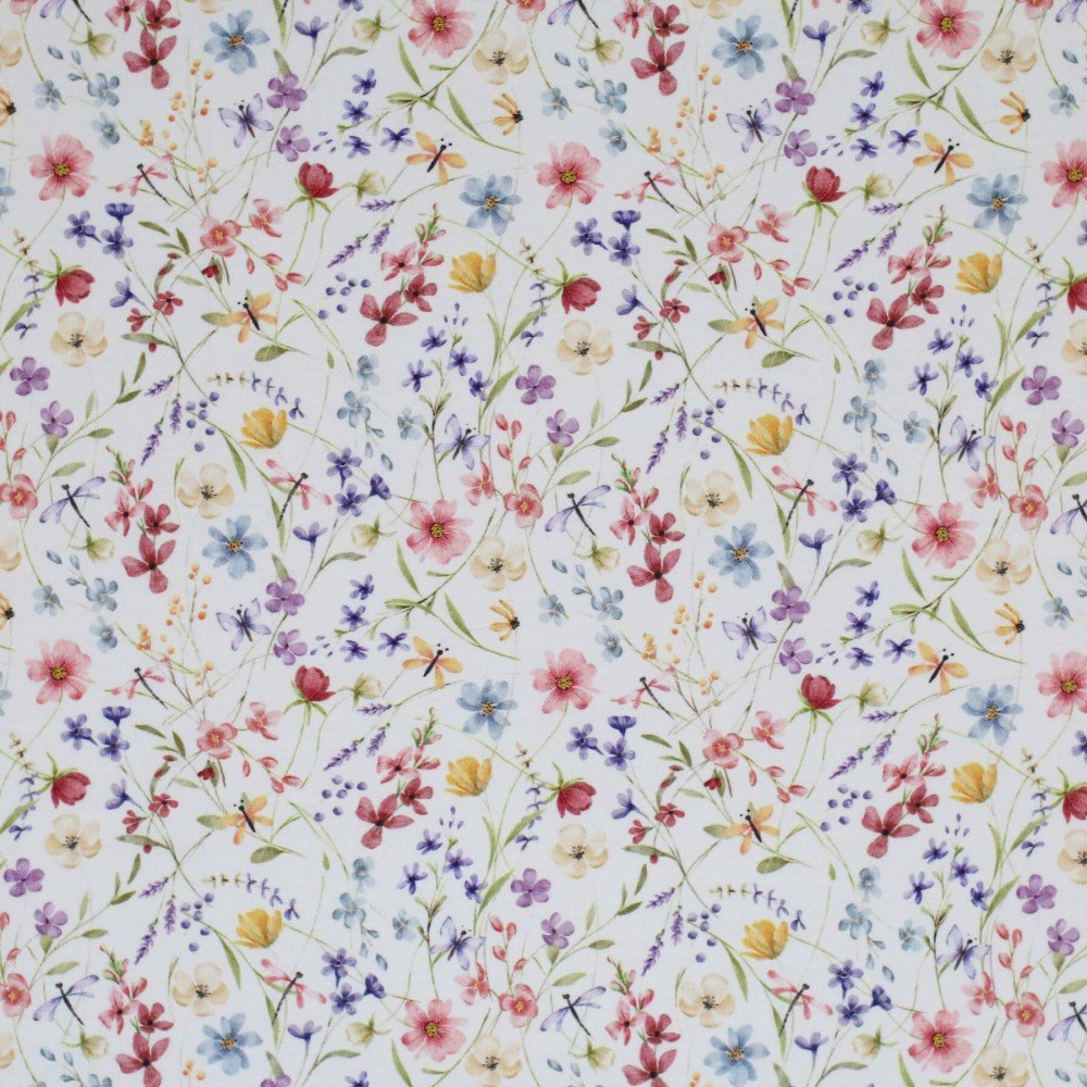 Bomuldjersey Digital Print - Vilde Blomster