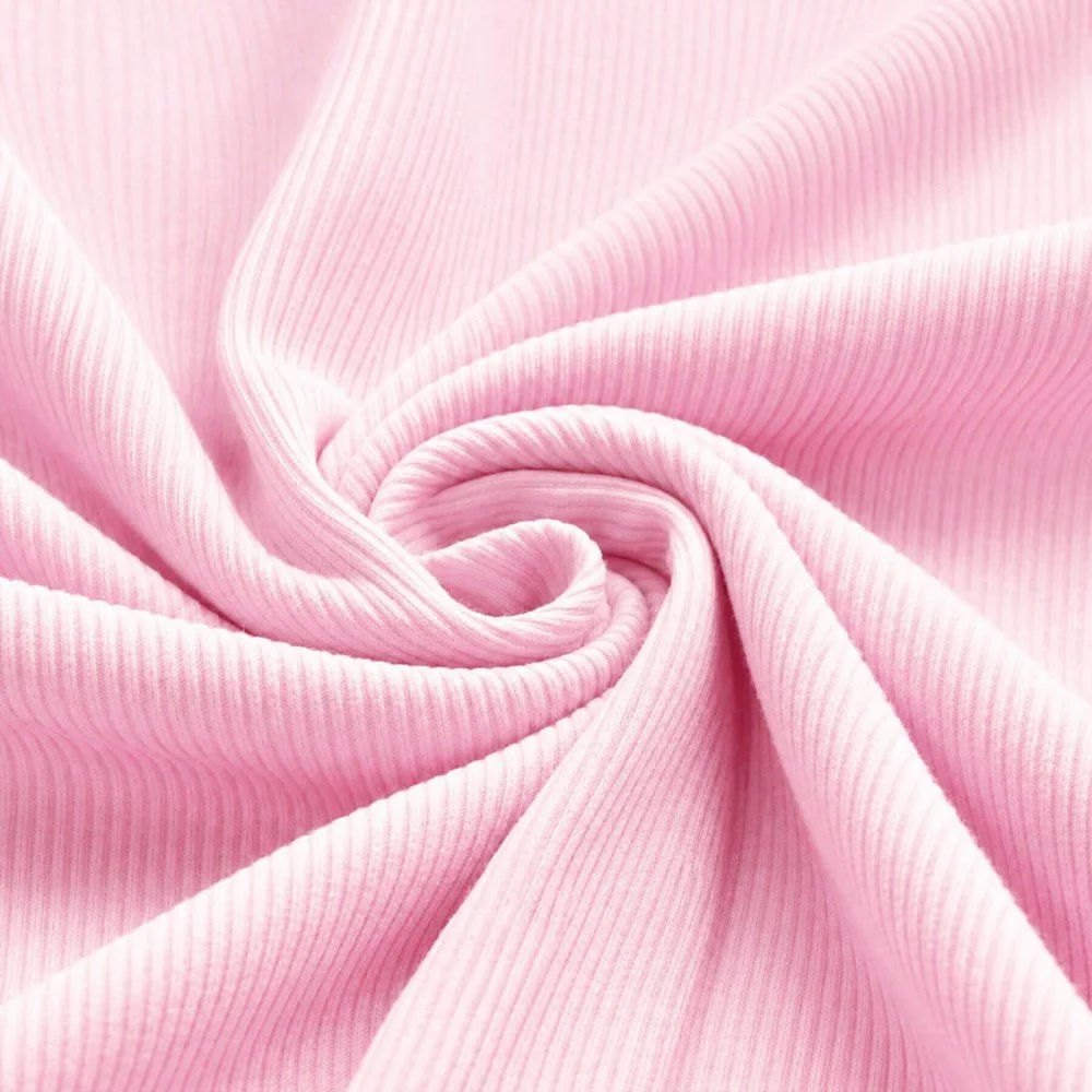 Rib Knit Jersey Fabric Pastel Pink