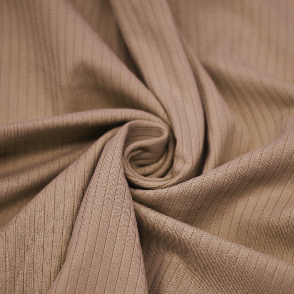 Tissu Maille Tricot à Grosses Cotes (5mm Largeur) Cacao