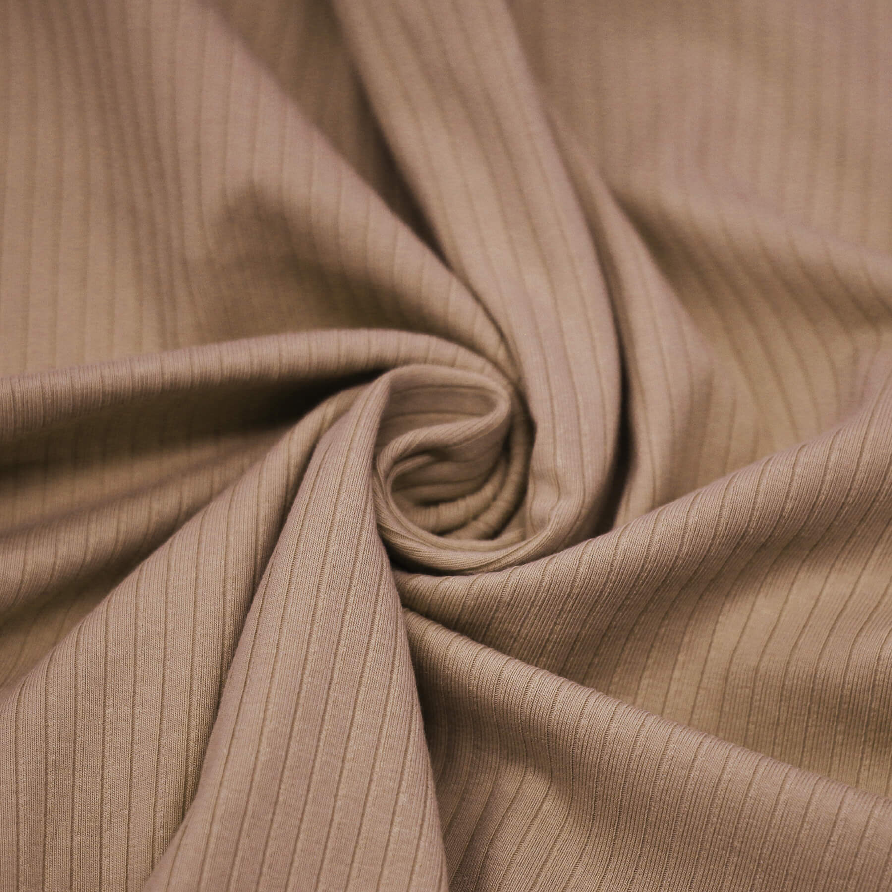 Brede Rib Jersey Stof (5mm Breed) Cacao