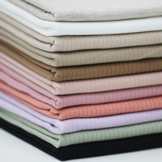 Wide Drop Needle Rib Fabric (5mm Wide) Beige Melange - (Jersey Fabrics)