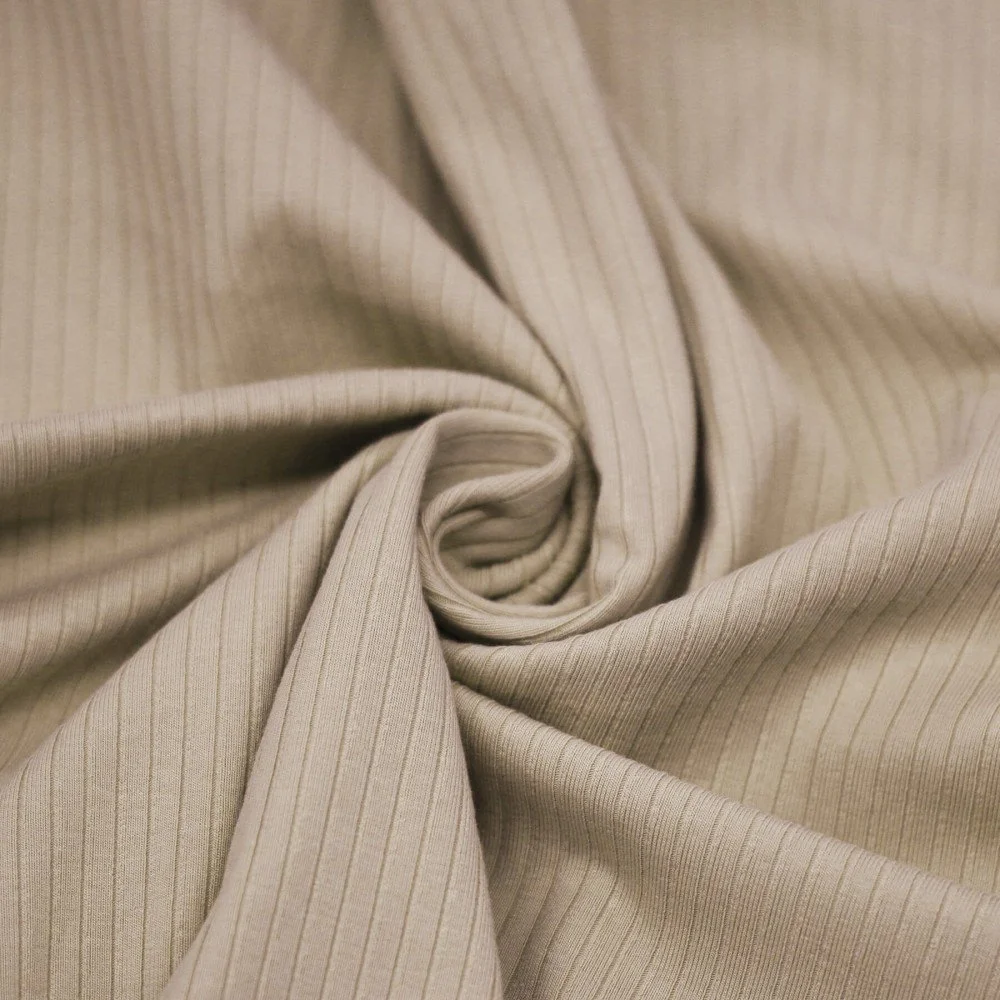 Wide Drop Needle Rib Fabric (5mm Wide) Dark Beige