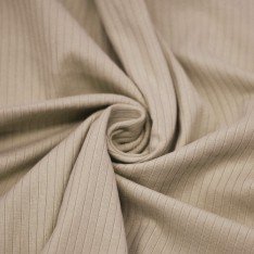 Tessuto Jersey Di Cotone a Coste Grande (5mm Largo) Beige Scuro