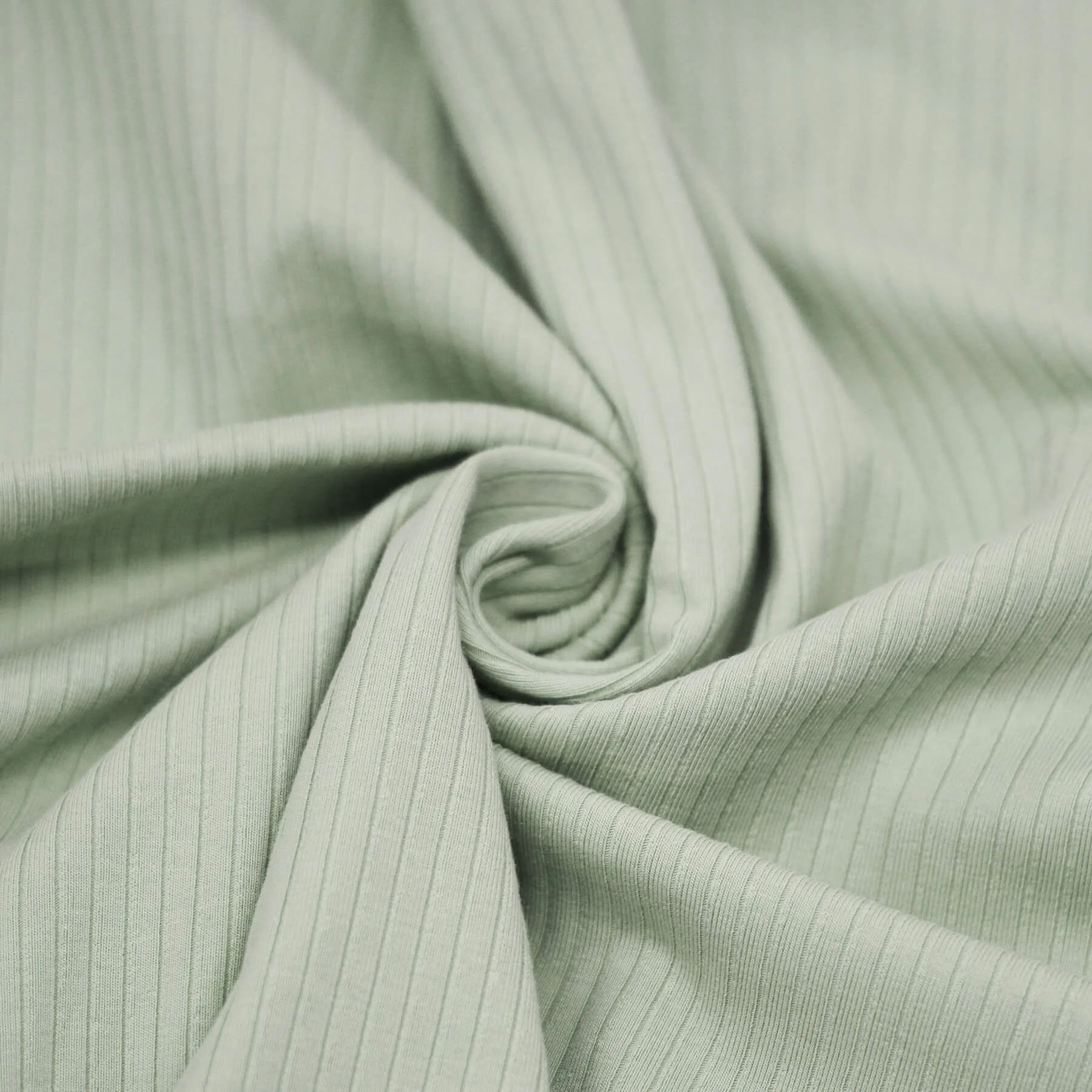 Brede Rib Jersey Stof (5mm Breed) Dusty Groen