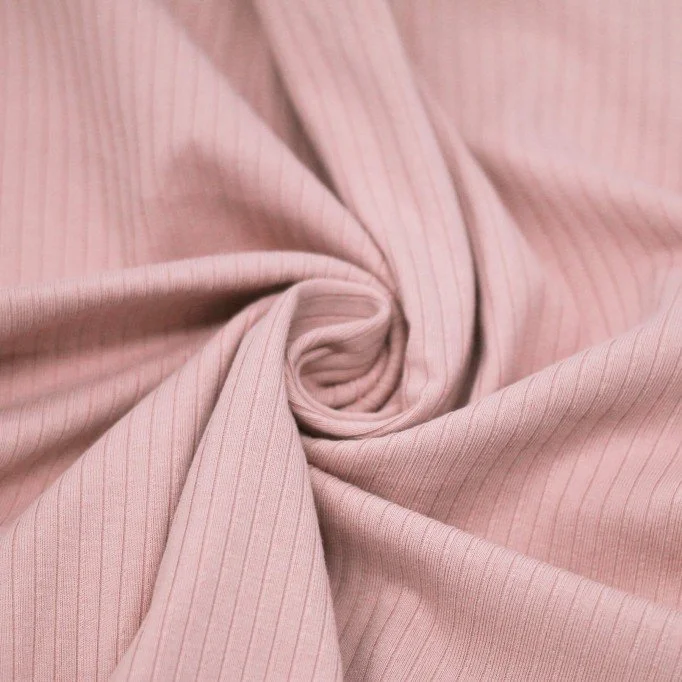Bredriflet Rib Jersey Strikstof Nude Pink Bredriflet Rib Jersey Strikstof (5mm Bred) Nude Pink - (Jerseystoffer)