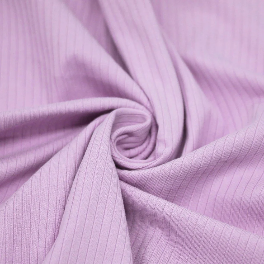 Wide Drop Needle Rib Fabric (5mm Wide) Pastel Lilac
