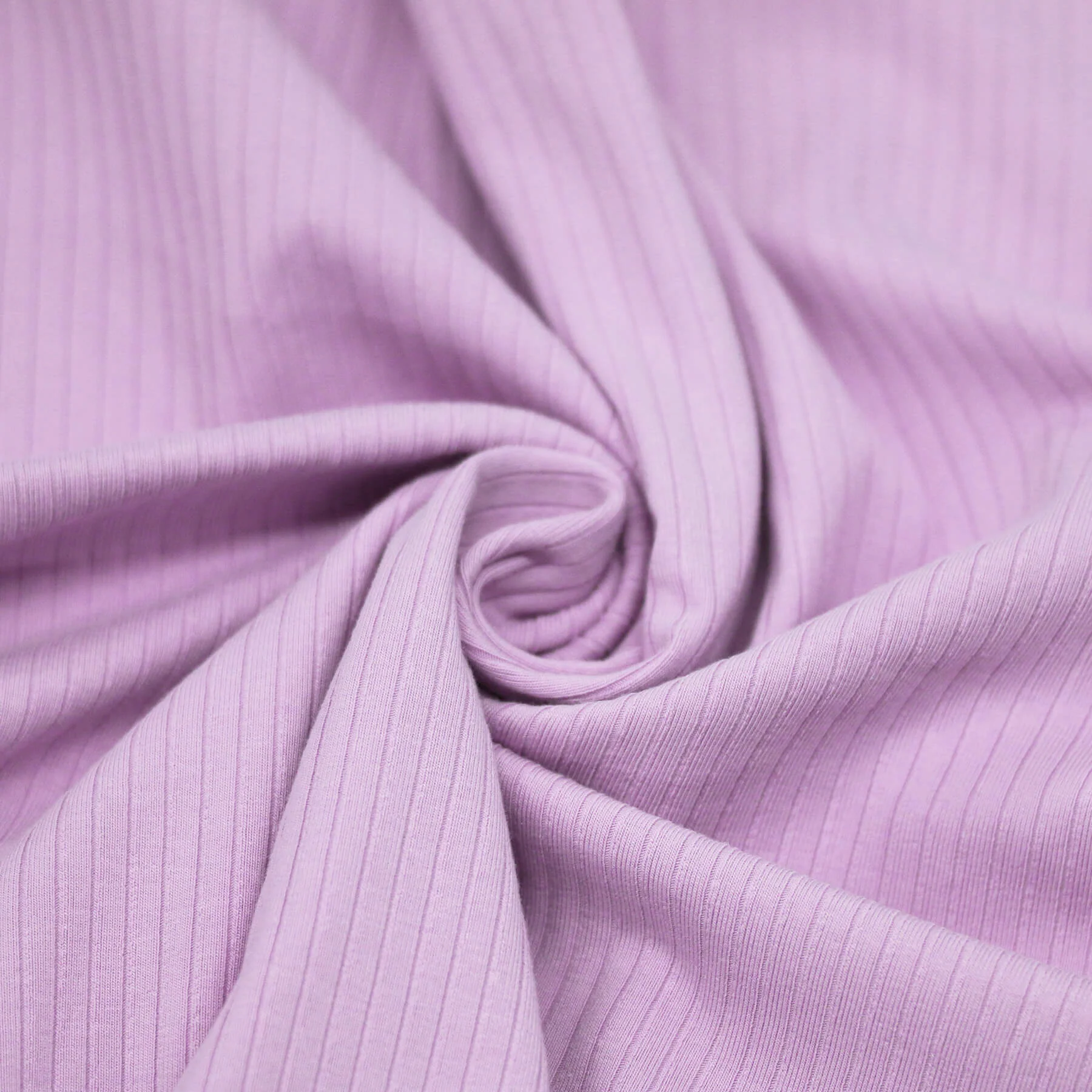 Brede Rib Jersey Stof (5mm Breed) Pastel Lila