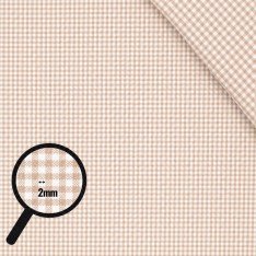 Cotton Gingham Fabric 2mm Beige