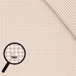 Cotton Gingham Fabric 2mm Beige