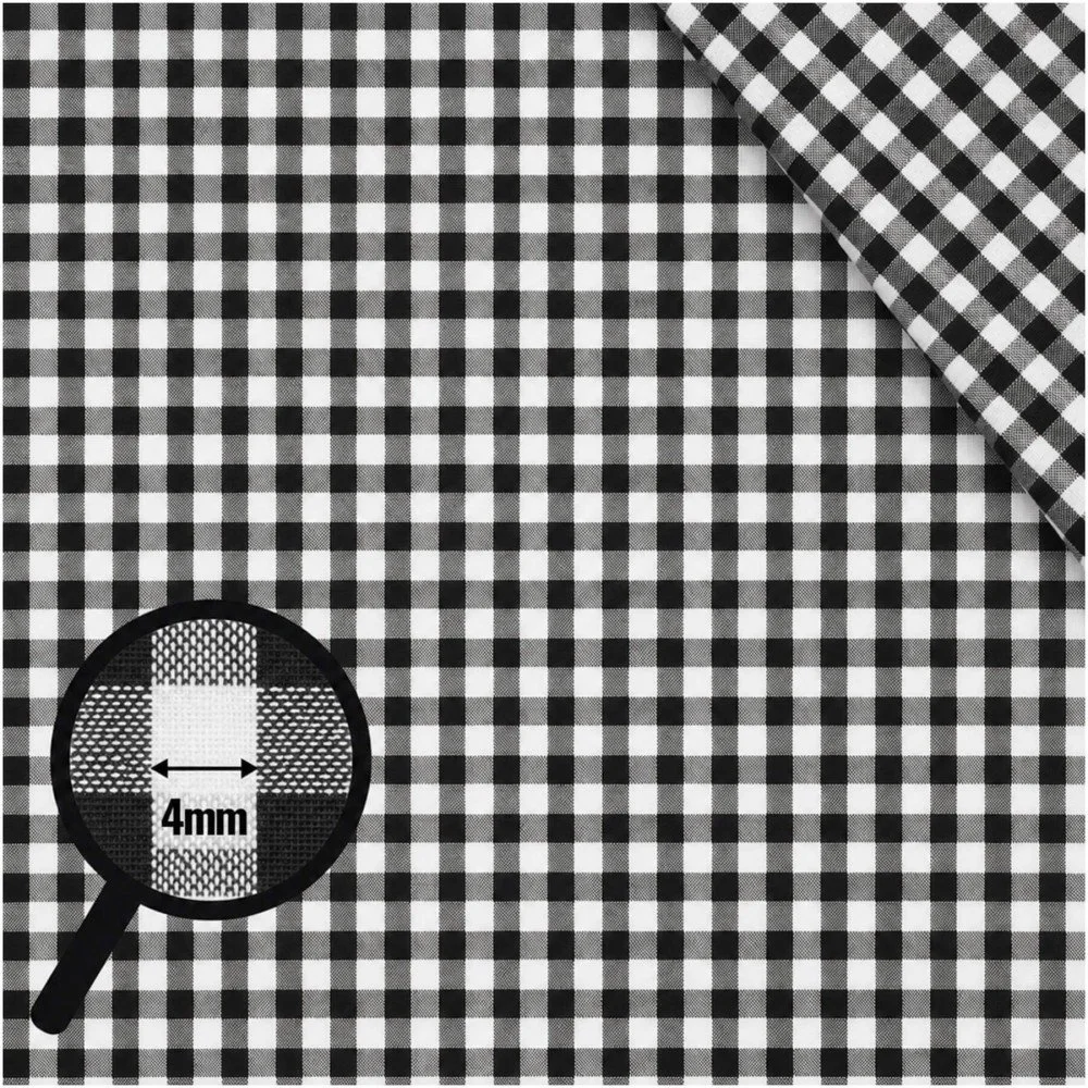 Boerenbont Ruit Stof 4mm Zwart