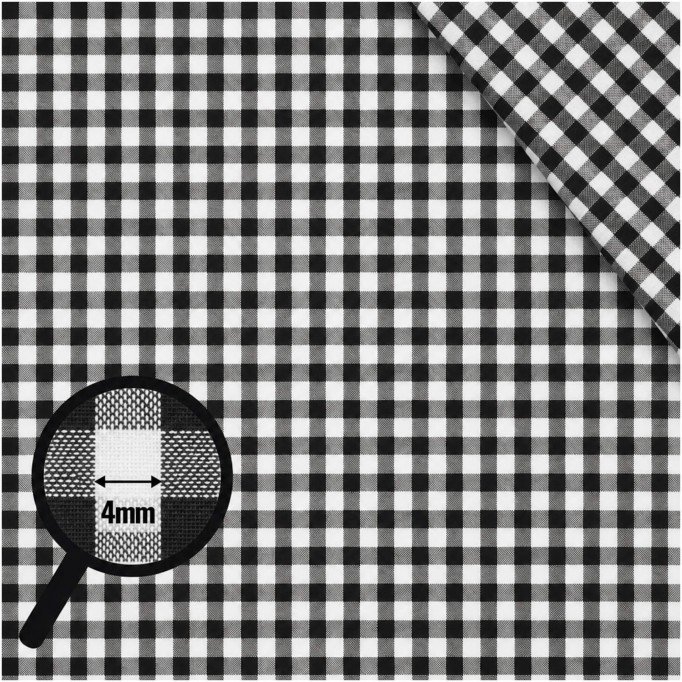 Cotton Gingham Fabric 4mm Black - (Deco Fabrics)