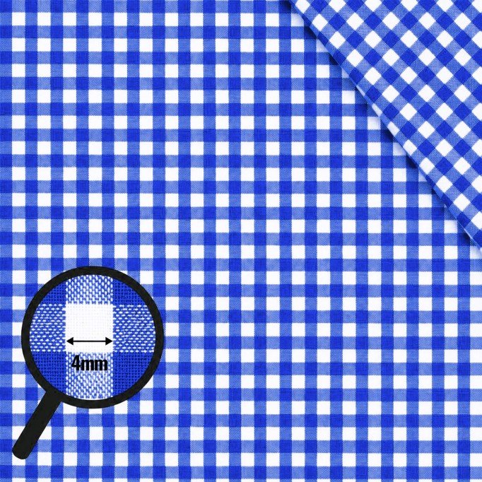 Cotton Gingham Fabric 4mm Cobalt - (Deco Fabrics)