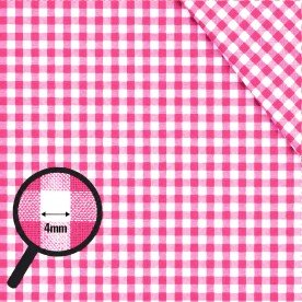Tkaniny w Kratę Gingham 4mm Fuksja