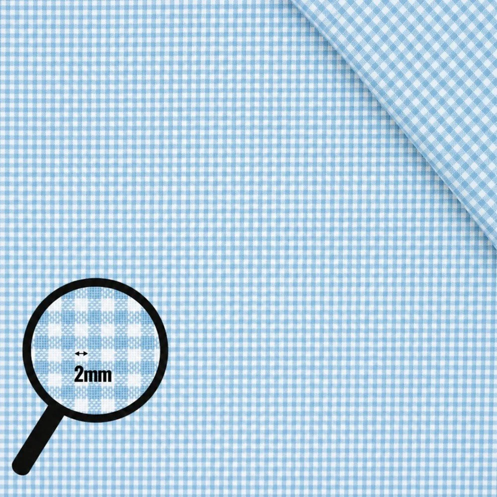 Boerenbont Ruit Stof 2mm Licht Blauw
