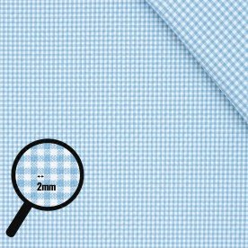 Cotton Gingham Fabric 2mm Light Blue
