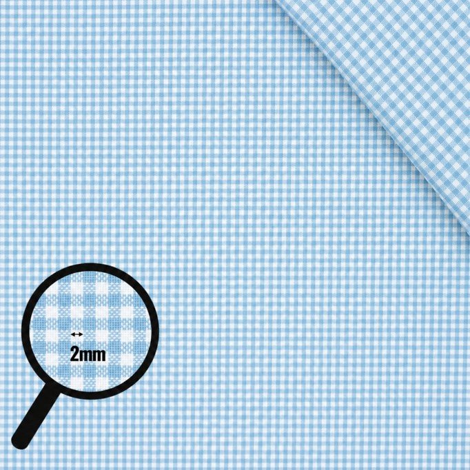 Cotton Gingham Fabric 2mm Light Blue - (Deco Fabrics)