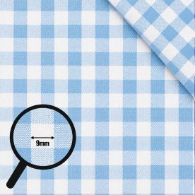 Cotton Gingham Fabric 9mm Light Blue