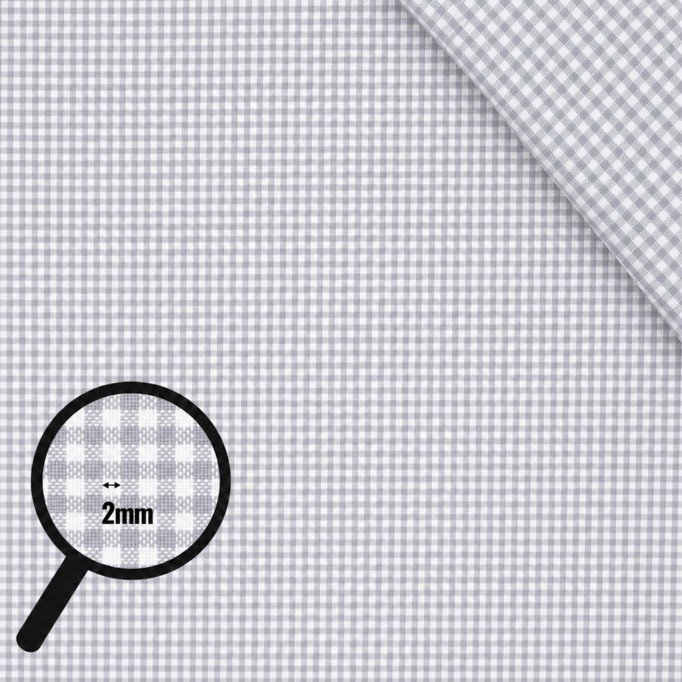 Cotton Gingham Fabric 2mm Light Grey - (Deco Fabrics)