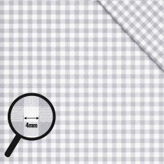 Cotton Gingham Fabric 4mm Light Grey