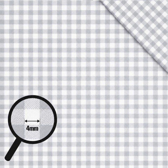 Cotton Gingham Fabric 4mm Light Grey - (Deco Fabrics)