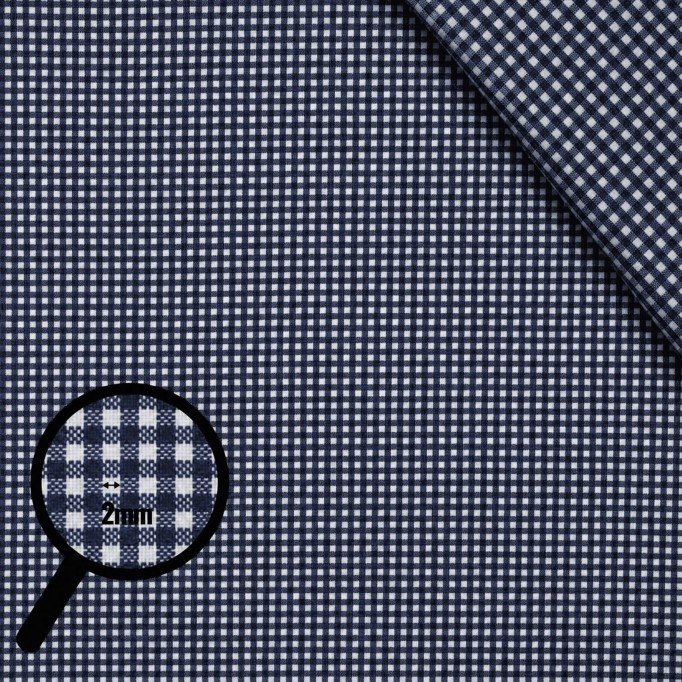 Cotton Gingham Fabric 2mm Navy - (Deco Fabrics)