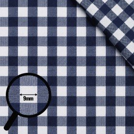 Cotton Gingham Fabric 9mm Navy