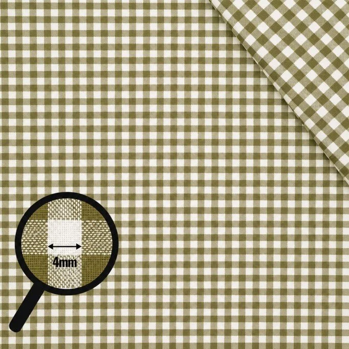 Cotton Gingham Fabric 4mm Olive Green Cotton Gingham Fabric 4mm Olive Green - (Deco Fabrics)
