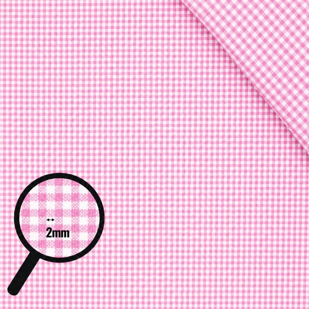 Boerenbont Ruit Stof 2mm Roze