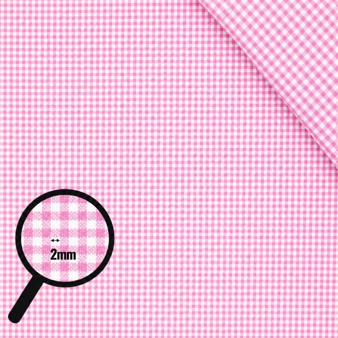 Cotton Gingham Fabric 2mm Pink - (Deco Fabrics)