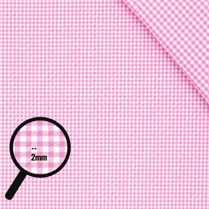 Cotton Gingham Fabric 2mm Pink Cotton Gingham Fabric 2mm Pink - (Deco Fabrics)