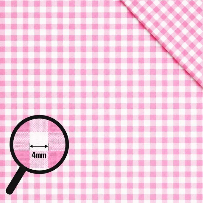Cotton Gingham Fabric 4mm Pink - (Deco Fabrics)