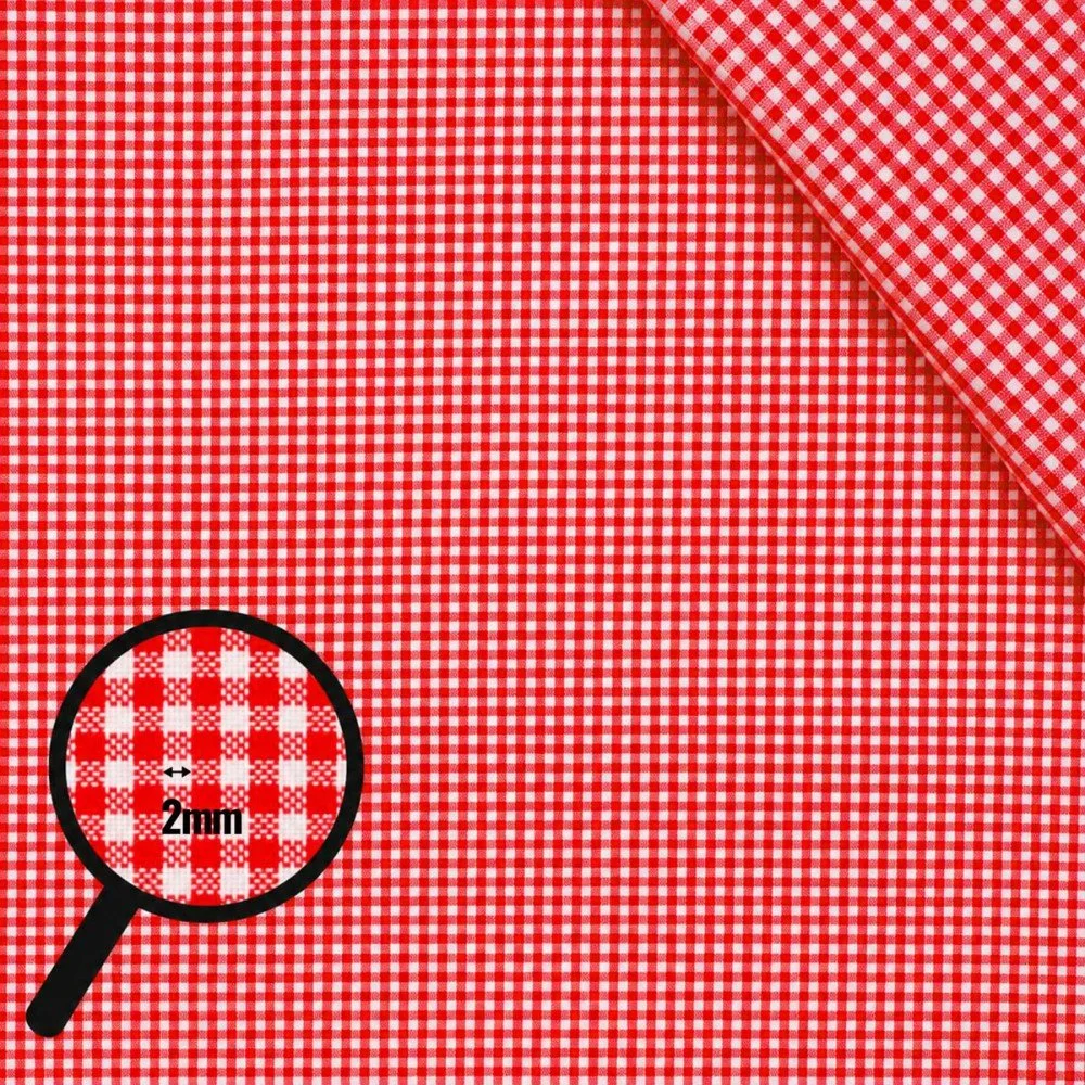 Cotton Gingham Fabric 2mm Red