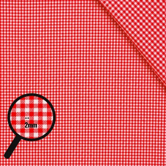 Cotton Gingham Fabric 2mm Red Cotton Gingham Fabric 2mm Red - (Deco Fabrics)