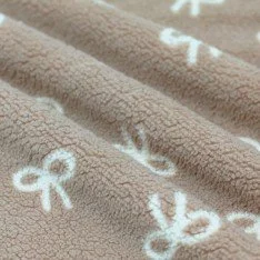 Teddystoff Dunkel Beige Mit Naturel Schleife