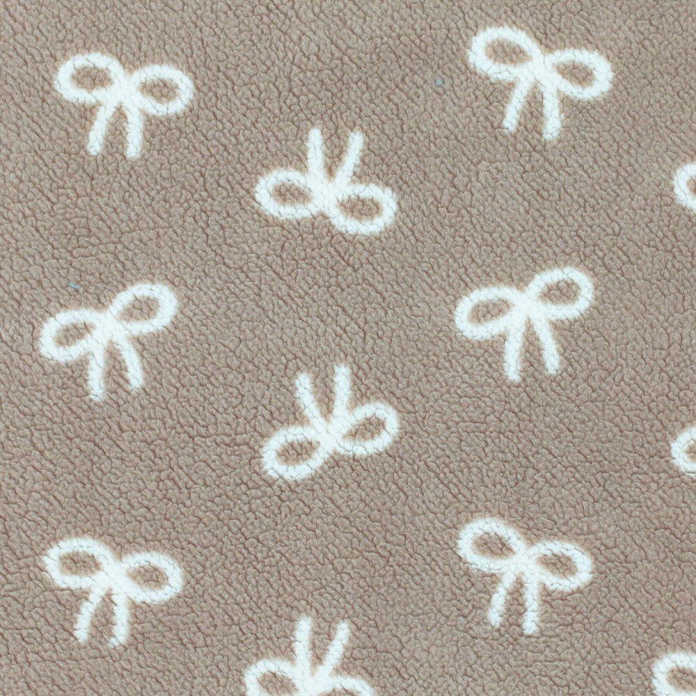 Teddystoff Dunkel Beige Mit Naturel Schleife Teddystoff Dunkel Beige Mit Naturel Schleife