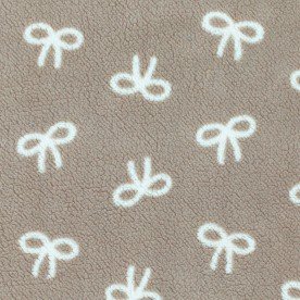 Curly Teddy Fabric Dark Beige With Natural Bow Tie