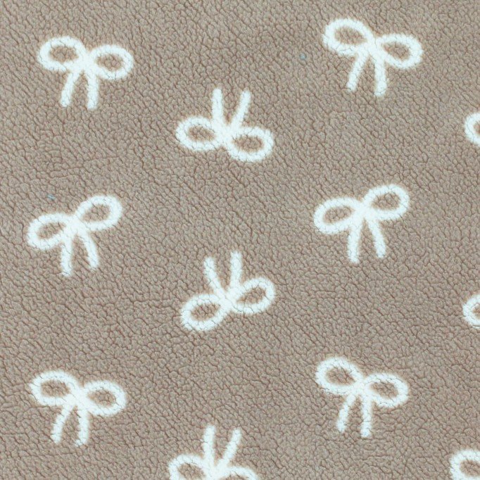 Curly Teddy Fabric Dark Beige With Natural Bow Tie - (Curly Teddy Fabric)