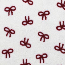 Curly Teddy Fabric Natural With Bordeaux Bow Tie