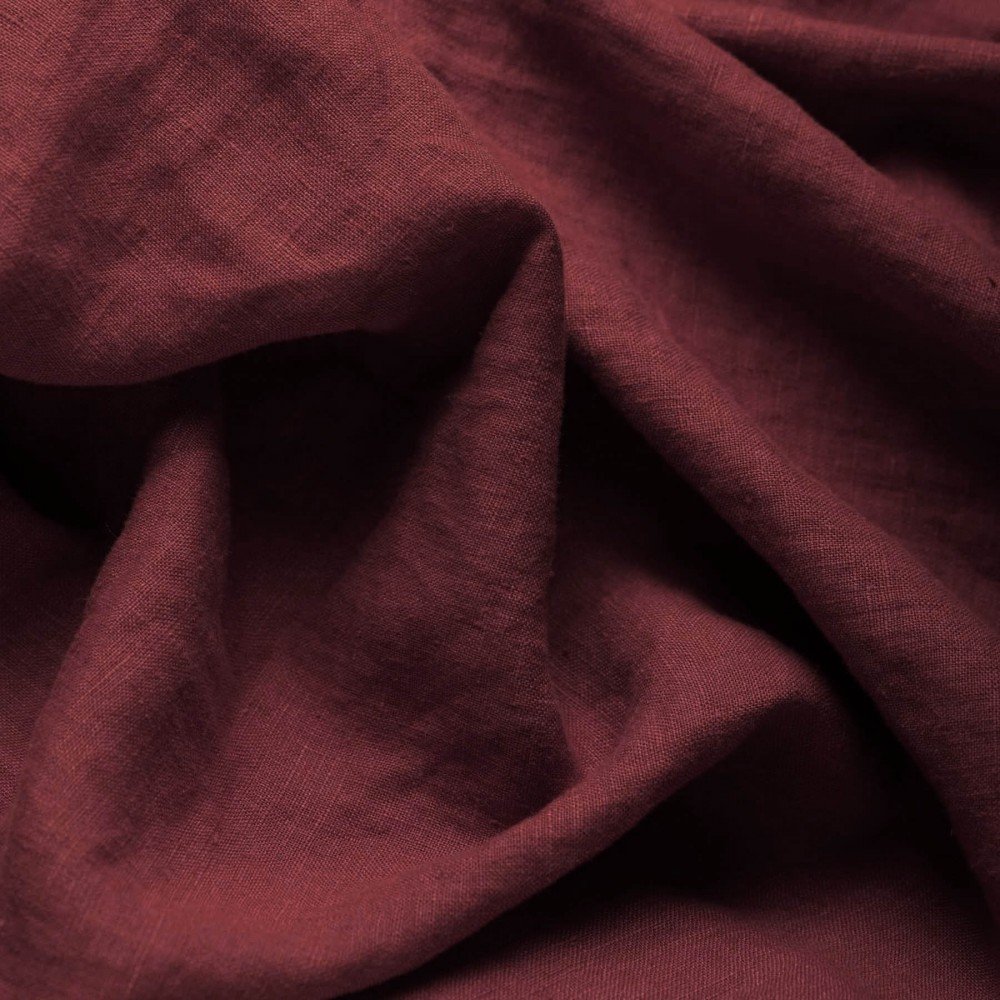 Fine Linen Fabric (Stone Washed) Bordeaux