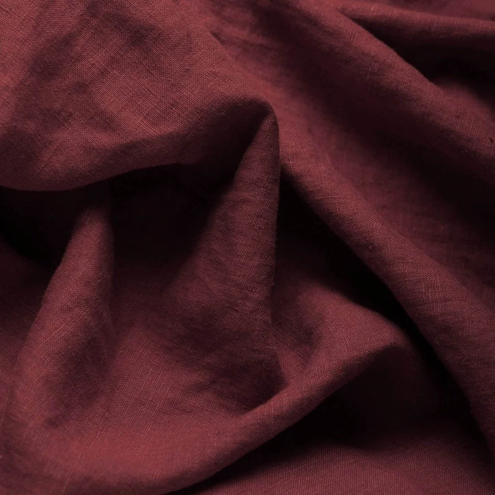 Fine Linen Fabric (Stone Washed) Bordeaux