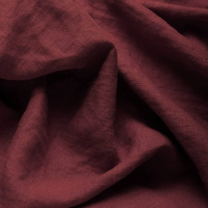 Fine Linen Fabric (Stone Washed) Bordeaux Fine Linen Fabric (Stone Washed) Bordeaux - (Deco Fabrics)