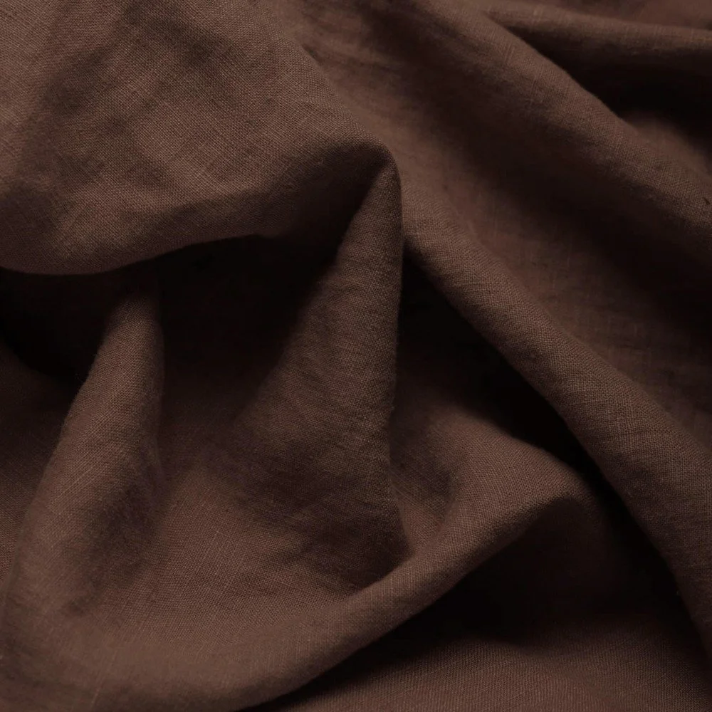 Fine Linen Fabric (Stone Washed) Dark Brown