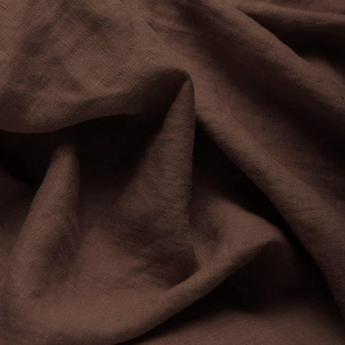 Fine Linen Fabric (Stone Washed) Dark Brown | Rijs Textiles Fine Linen Fabric (Stone Washed) Dark Brown - (Deco Fabrics)