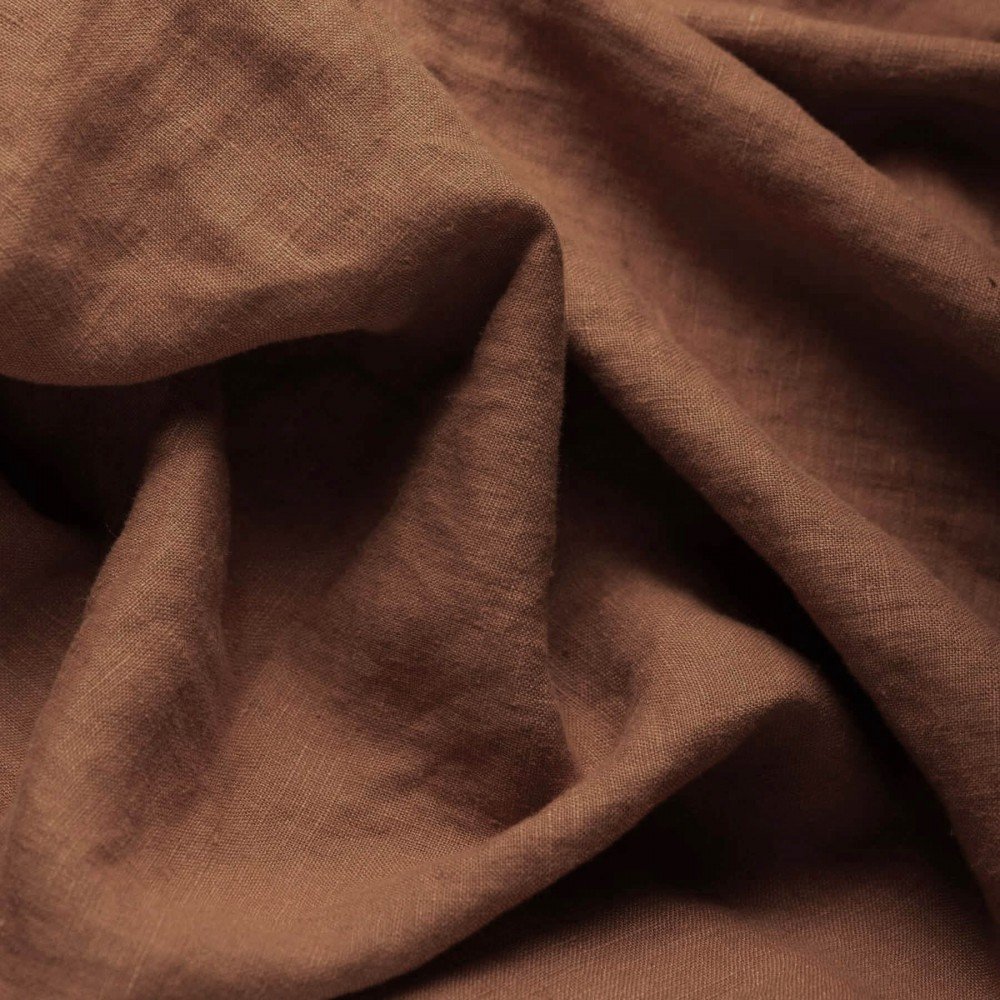 Fine Linen Fabric (Stone Washed) Light Brown