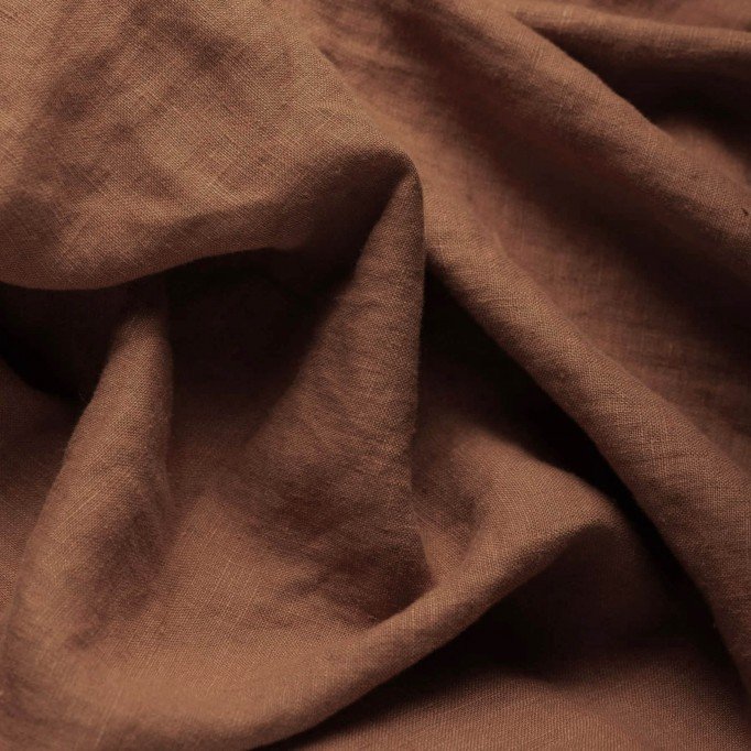 Fine Linen Fabric (Stone Washed) Light Brown - (Deco Fabrics)