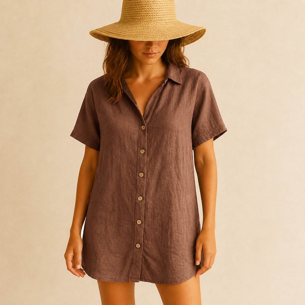 Fine Linen Fabric (Stone Washed) Light Brown