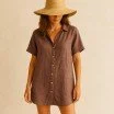 Fine Linen Fabric (Stone Washed) Light Brown - (Deco Fabrics)