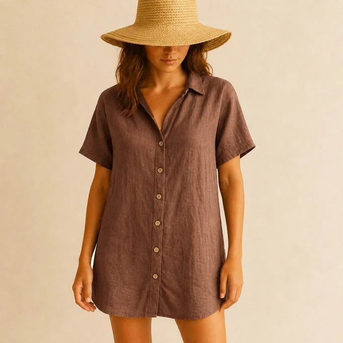 Fine Linen Fabric (Stone Washed) Light Brown - (Deco Fabrics)