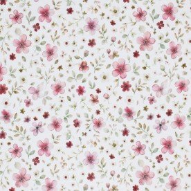Jersey Cotton Fabric Digital Print - Berry Flower Branches