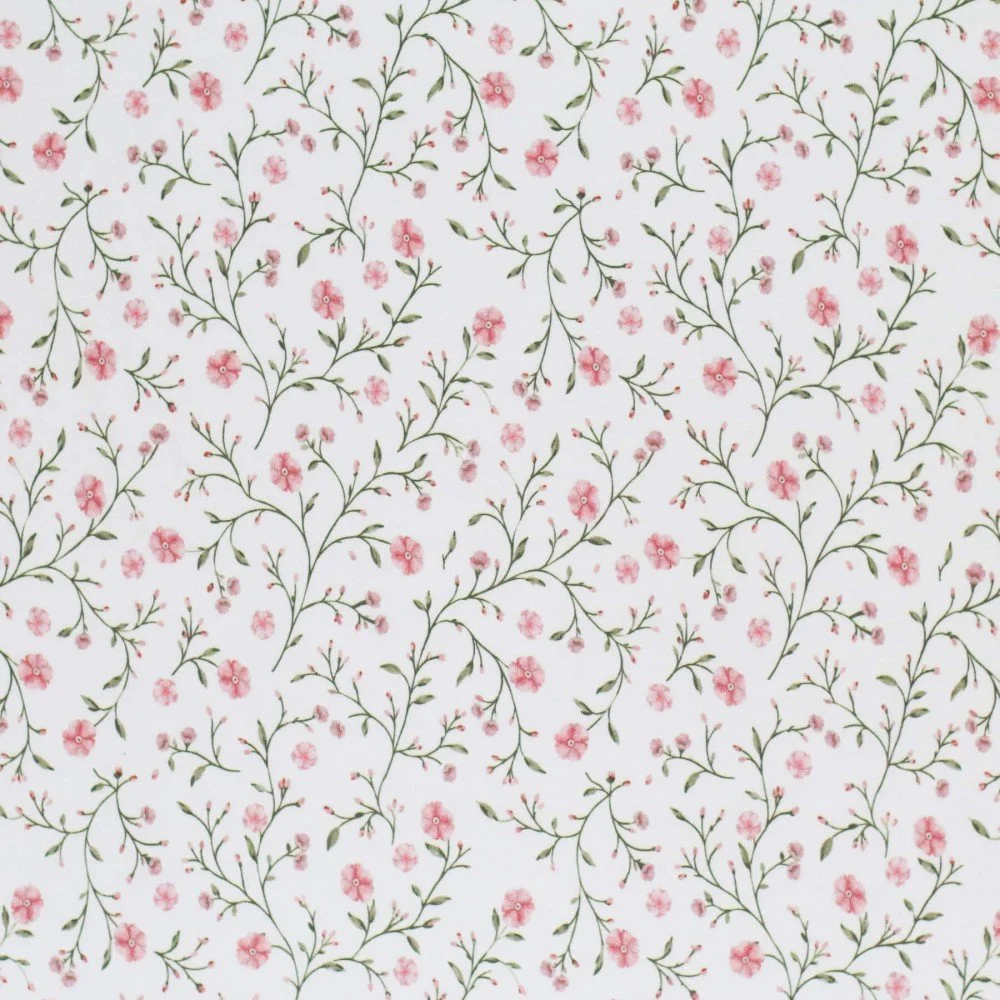 Jersey Katoen Digitale Print - Zachte Bloemen Nude Roze
